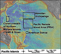 Image map of Pacific Ocean showing study areas.
